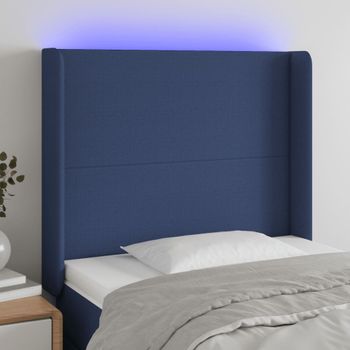 Cabecero Cama | Panel De Cabecera Con Led De Tela Azul 93x16x118/128 Cm Cfw586053