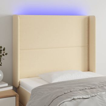 Cabecero Cama | Panel De Cabecera Con Led De Tela Color Crema 83x16x118/128 Cm Cfw781673