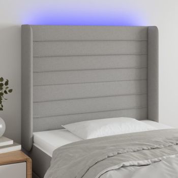 Cabecero Cama | Panel De Cabecera Con Led De Tela Gris Claro 103x16x118/128 Cm Cfw368614