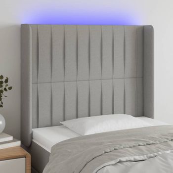 Cabecero Cama | Panel De Cabecera Con Led De Tela Gris Claro 103x16x118/128 Cm Cfw247707