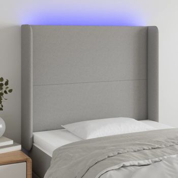 Cabecero Cama | Panel De Cabecera Con Led De Tela Gris Claro 103x16x118/128 Cm Cfw189953