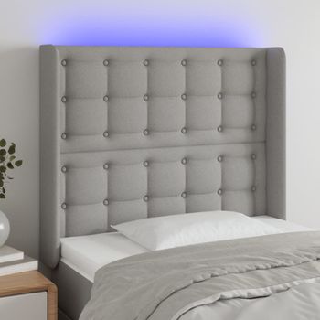 Cabecero Cama | Panel De Cabecera Con Led De Tela Gris Claro 103x16x118/128 Cm Cfw418492