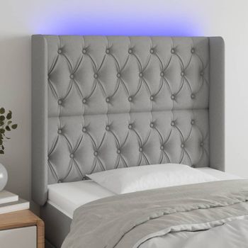 Cabecero Cama | Panel De Cabecera Con Led De Tela Gris Claro 103x16x118/128 Cm Cfw298258