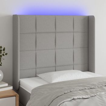 Cabecero Cama | Panel De Cabecera Con Led De Tela Gris Claro 103x16x118/128 Cm Cfw756248