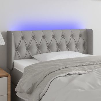 Cabecero Cama | Panel De Cabecera Con Led De Tela Gris Claro 103x16x78/88 Cm Cfw120198