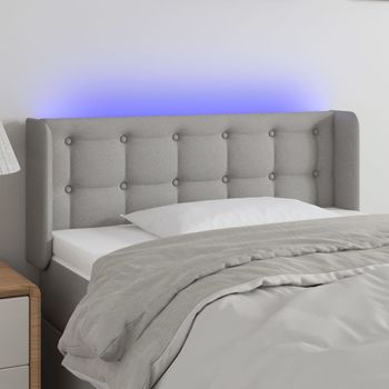 Cabecero Cama | Panel De Cabecera Con Led De Tela Gris Claro 103x16x78/88 Cm Cfw420964