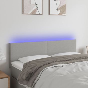 Cabecero Cama | Panel De Cabecera Con Led De Tela Gris Claro 144x5x78/88 Cm Cfw763329