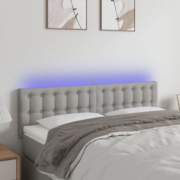 Cabecero Cama | Panel De Cabecera Con Led De Tela Gris Claro 144x5x78/88 Cm Cfw151004