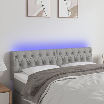 Cabecero Cama | Panel De Cabecera Con Led De Tela Gris Claro 144x7x78/88 Cm Cfw475311