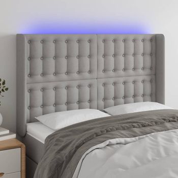 Cabecero Cama | Panel De Cabecera Con Led De Tela Gris Claro 147x16x118/128 Cm Cfw835936