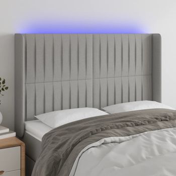 Cabecero Cama | Panel De Cabecera Con Led De Tela Gris Claro 147x16x118/128 Cm Cfw869218