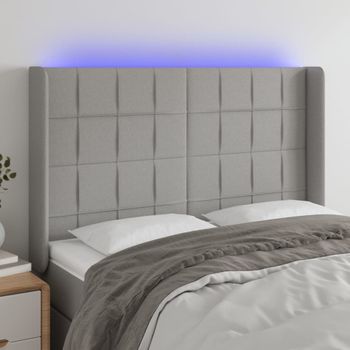 Cabecero Cama | Panel De Cabecera Con Led De Tela Gris Claro 147x16x118/128 Cm Cfw867082