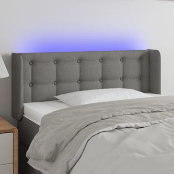 Cabecero Cama | Panel De Cabecera Con Led De Tela Gris Oscuro 103x16x78/88 Cm Cfw643273