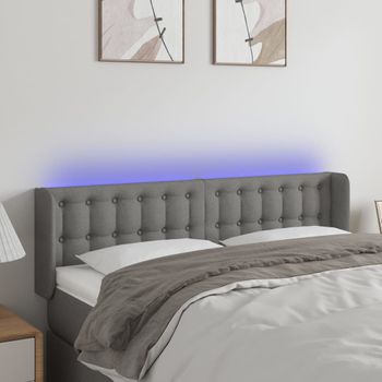 Cabecero Cama | Panel De Cabecera Con Led De Tela Gris Oscuro 147x16x78/88 Cm Cfw815037