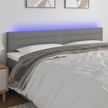 Cabecero Cama | Panel De Cabecera Con Led De Tela Gris Oscuro 180x5x78/88 Cm Cfw367807