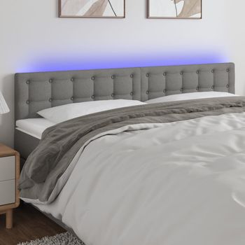 Cabecero Cama | Panel De Cabecera Con Led De Tela Gris Oscuro 180x5x78/88 Cm Cfw815806