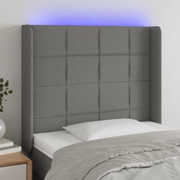 Cabecero Cama | Panel De Cabecera Con Led De Tela Gris Oscuro 83x16x118/128 Cm Cfw873357