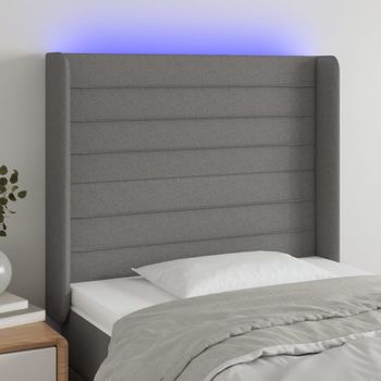 Cabecero Cama | Panel De Cabecera Con Led De Tela Gris Oscuro 83x16x118/128 Cm Cfw898735