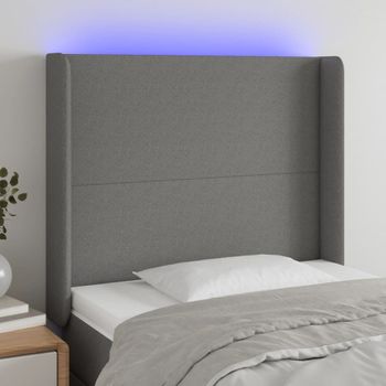 Cabecero Cama | Panel De Cabecera Con Led De Tela Gris Oscuro 93x16x118/128 Cm Cfw690150