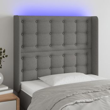 Cabecero Cama | Panel De Cabecera Con Led De Tela Gris Oscuro 93x16x118/128 Cm Cfw957425