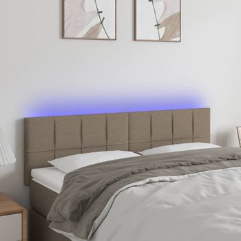 Cabecero Cama | Panel De Cabecera Con Led De Tela Gris Taupe 144x5x78/88 Cm Cfw316611