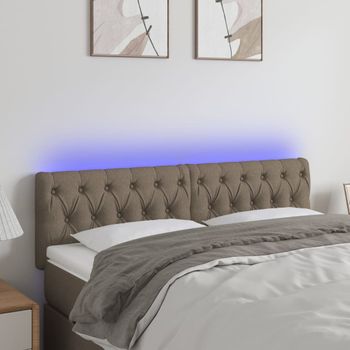 Cabecero Cama | Panel De Cabecera Con Led De Tela Gris Taupe 144x7x78/88 Cm Cfw337757