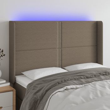 Cabecero Cama | Panel De Cabecera Con Led De Tela Gris Taupe 147x16x118/128 Cm Cfw843857