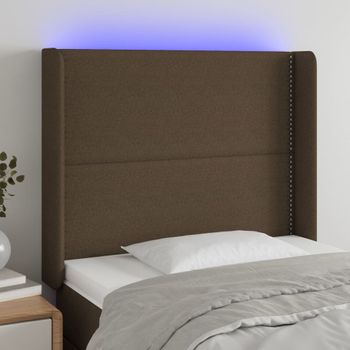 Cabecero Cama | Panel De Cabecera Con Led De Tela Marrón Oscuro 103x16x118/128 Cm Cfw536214