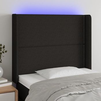 Cabecero Cama | Panel De Cabecera Con Led De Tela Negro 103x16x118/128 Cm Cfw772016