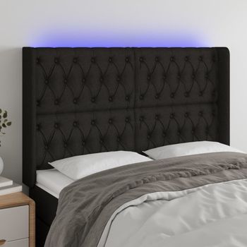 Cabecero Cama | Panel De Cabecera Con Led De Tela Negro 147x16x118/128 Cm Cfw255096