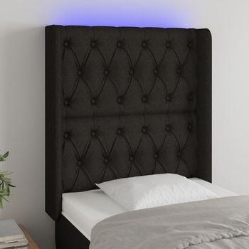 Cabecero Cama | Panel De Cabecera Con Led De Tela Negro 83x16x118/128 Cm Cfw791732