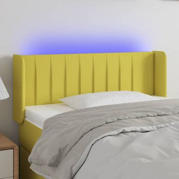 Cabecero Cama | Panel De Cabecera Con Led De Tela Verde 103x16x78/88 Cm Cfw450362