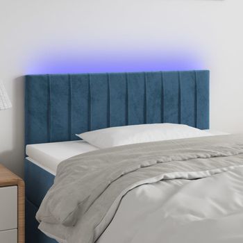 Cabecero Cama | Panel De Cabecera Con Led De Terciopelo Azul 100x5x78/88 Cm Cfw710840