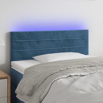 Cabecero Cama | Panel De Cabecera Con Led De Terciopelo Azul 100x5x78/88 Cm Cfw957531