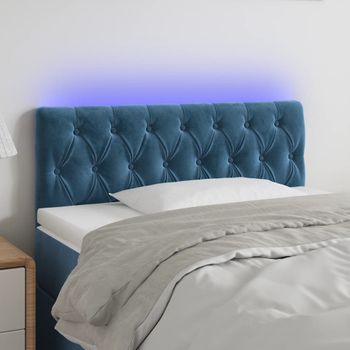 Cabecero Cama | Panel De Cabecera Con Led De Terciopelo Azul Oscuro 100x7x78/88 Cm Cfw790930