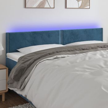 Cabecero Cama | Panel De Cabecera Con Led De Terciopelo Azul Oscuro 180x5x78/88 Cm Cfw557138