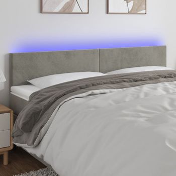 Cabecero Cama | Panel De Cabecera Con Led De Terciopelo Gris Claro 180x5x78/88 Cm Cfw570379