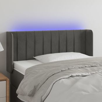 Cabecero Cama | Panel De Cabecera Con Led De Terciopelo Gris Oscuro 103x16x78/88 Cm Cfw213875