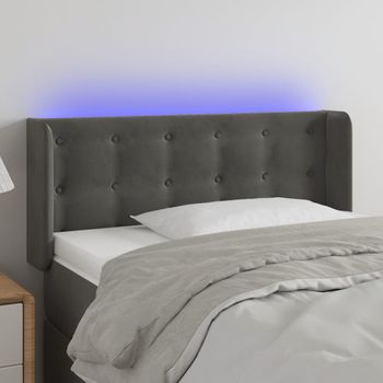 Cabecero Cama | Panel De Cabecera Con Led De Terciopelo Gris Oscuro 103x16x78/88 Cm Cfw128734