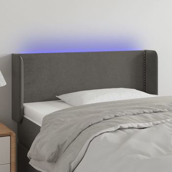 Cabecero Cama | Panel De Cabecera Con Led De Terciopelo Gris Oscuro 103x16x78/88 Cm Cfw918009