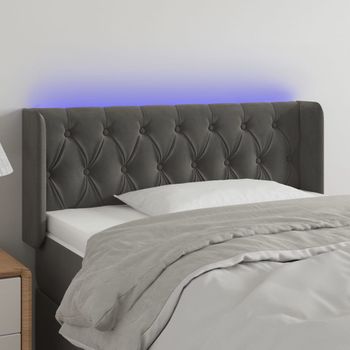 Cabecero Cama | Panel De Cabecera Con Led De Terciopelo Gris Oscuro 103x16x78/88 Cm Cfw688643