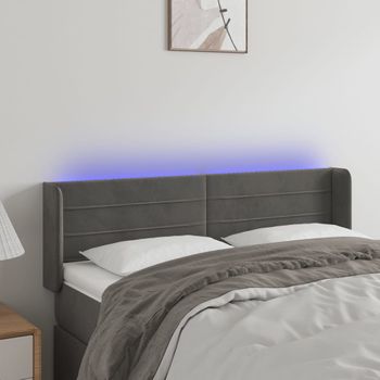 Cabecero Cama | Panel De Cabecera Con Led De Terciopelo Gris Oscuro 147x16x78/88 Cm Cfw790716