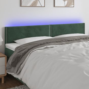 Cabecero Cama | Panel De Cabecera Con Led De Terciopelo Gris Oscuro 160x5x78/88 Cm Cfw807897