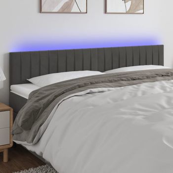 Cabecero Cama | Panel De Cabecera Con Led De Terciopelo Gris Oscuro 180x5x78/88 Cm Cfw163262