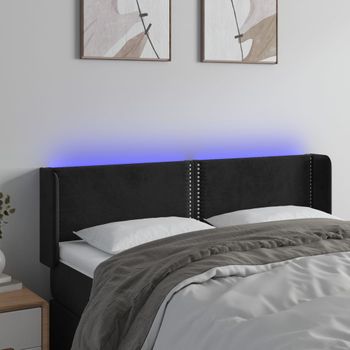 Cabecero Cama | Panel De Cabecera Con Led De Terciopelo Negro 147x16x78/88 Cm Cfw733566