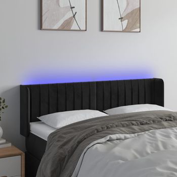 Cabecero Cama | Panel De Cabecera Con Led De Terciopelo Negro 147x16x78/88 Cm Cfw595921