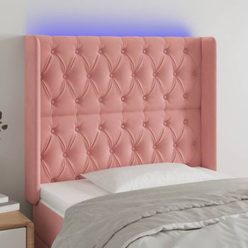 Cabecero Cama | Panel De Cabecera Con Led De Terciopelo Rosa 103x16x118/128 Cm Cfw942720