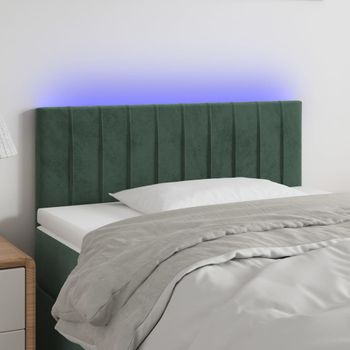 Cabecero Cama | Panel De Cabecera Con Led De Terciopelo Verde Oscuro 100x5x78/88 Cm Cfw689051