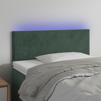 Cabecero Cama | Panel De Cabecera Con Led De Terciopelo Verde Oscuro 100x5x78/88 Cm Cfw341580