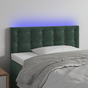 Cabecero Cama | Panel De Cabecera Con Led De Terciopelo Verde Oscuro 100x5x78/88 Cm Cfw359658